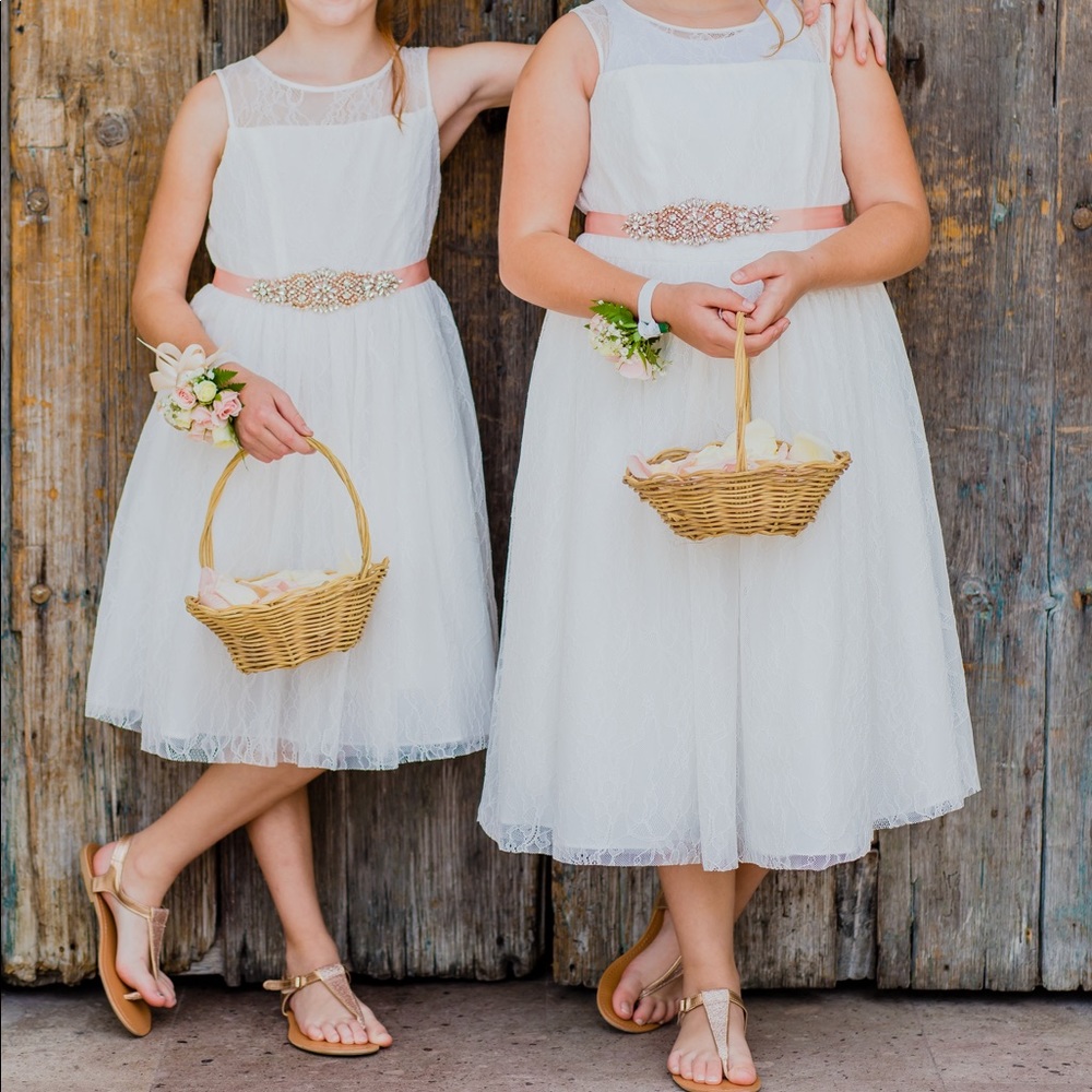 Soft white flower girl dress